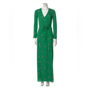 Diane von Furstenberg Green Wrap maxi Dress size XXS